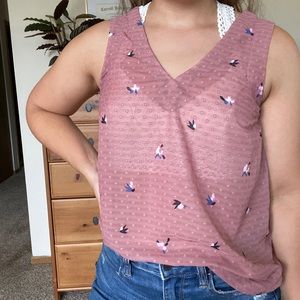 Sheer Bird-print Tank